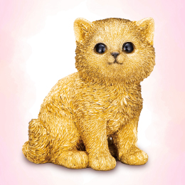 「金運を連れてくる子猫」全身を覆う黄金色＆かぎしっぽで大きく育つ金運祈願