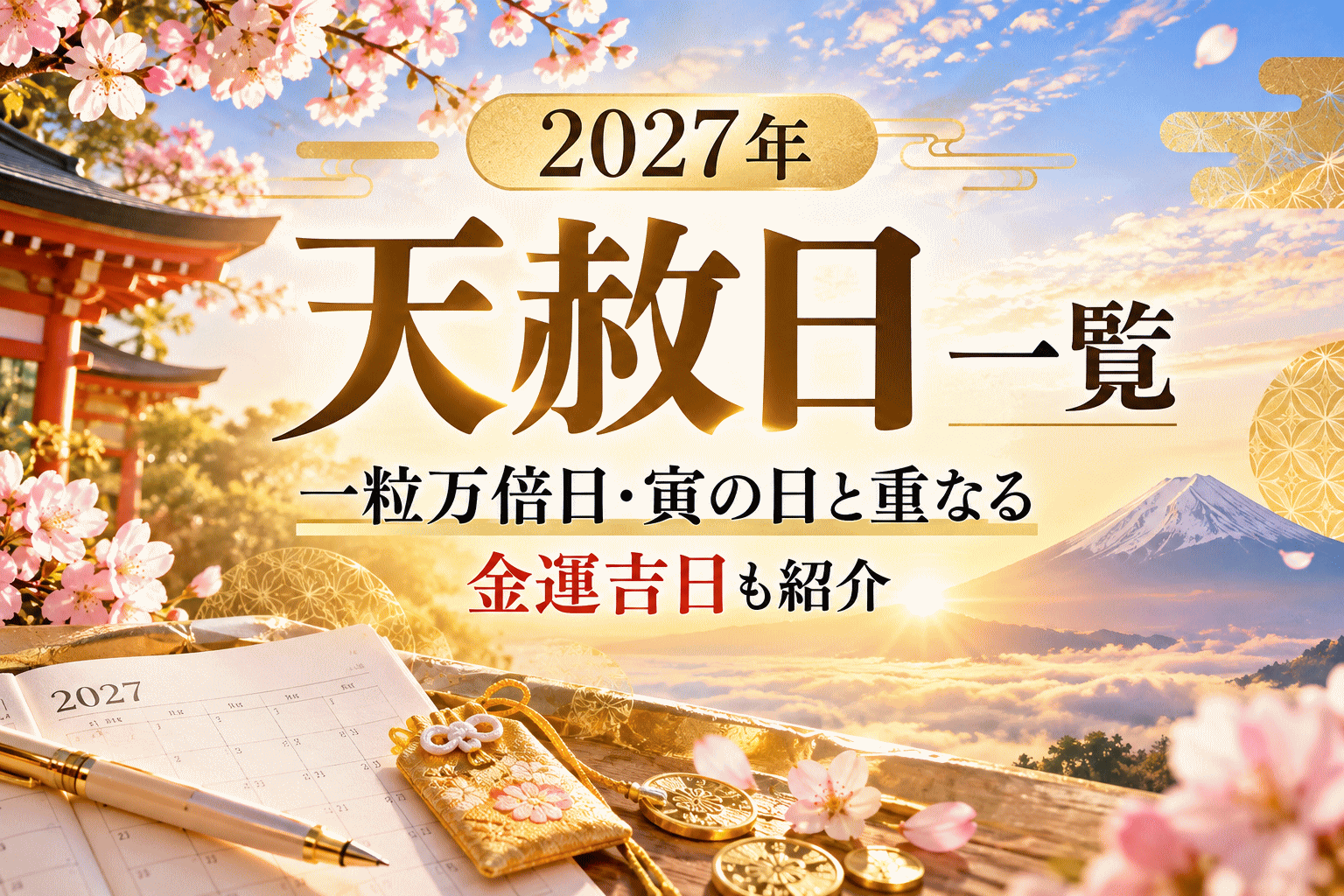 2027年の天赦日一覧｜一粒万倍日・寅の日と重なる金運吉日も紹介